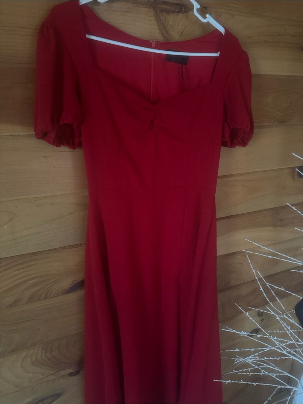Classic Red Midi Dress with Twist Front beautiful